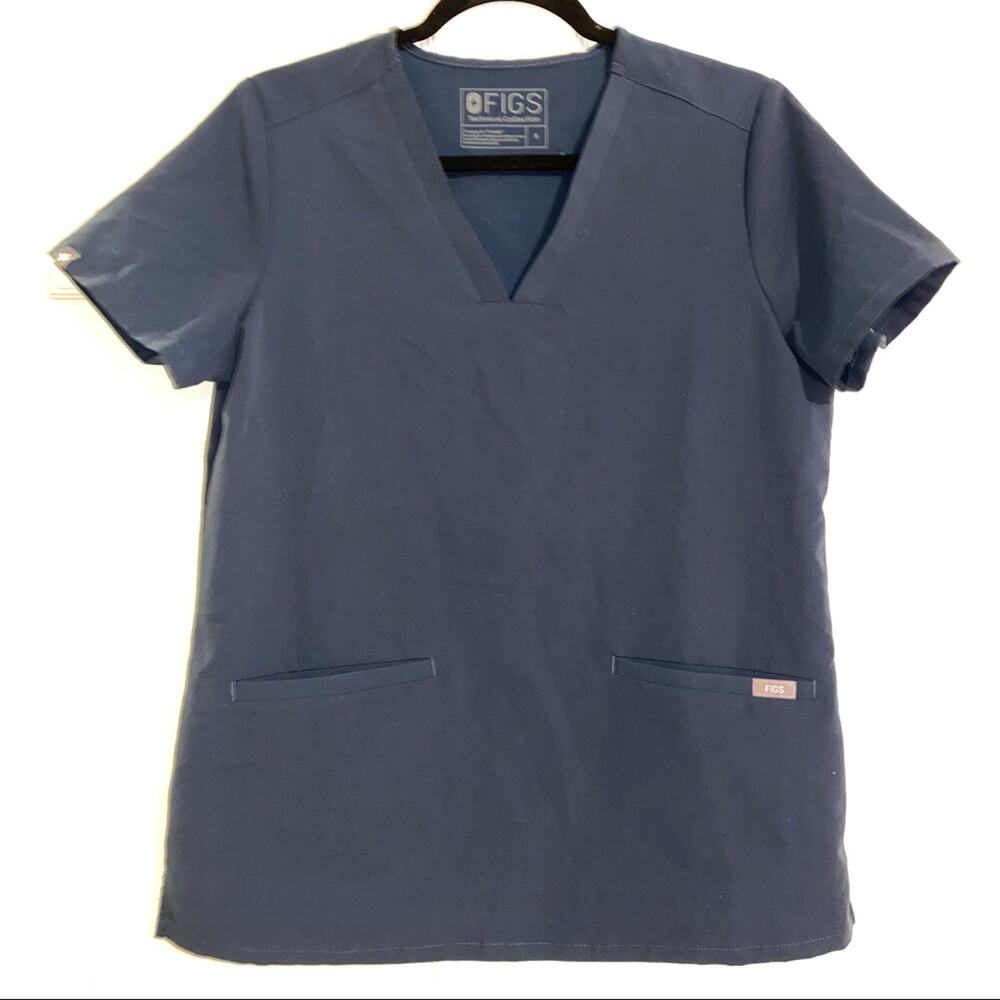 Figs Casma Three Pocket Short Sleeve V-Neck Scrub Top SMALL